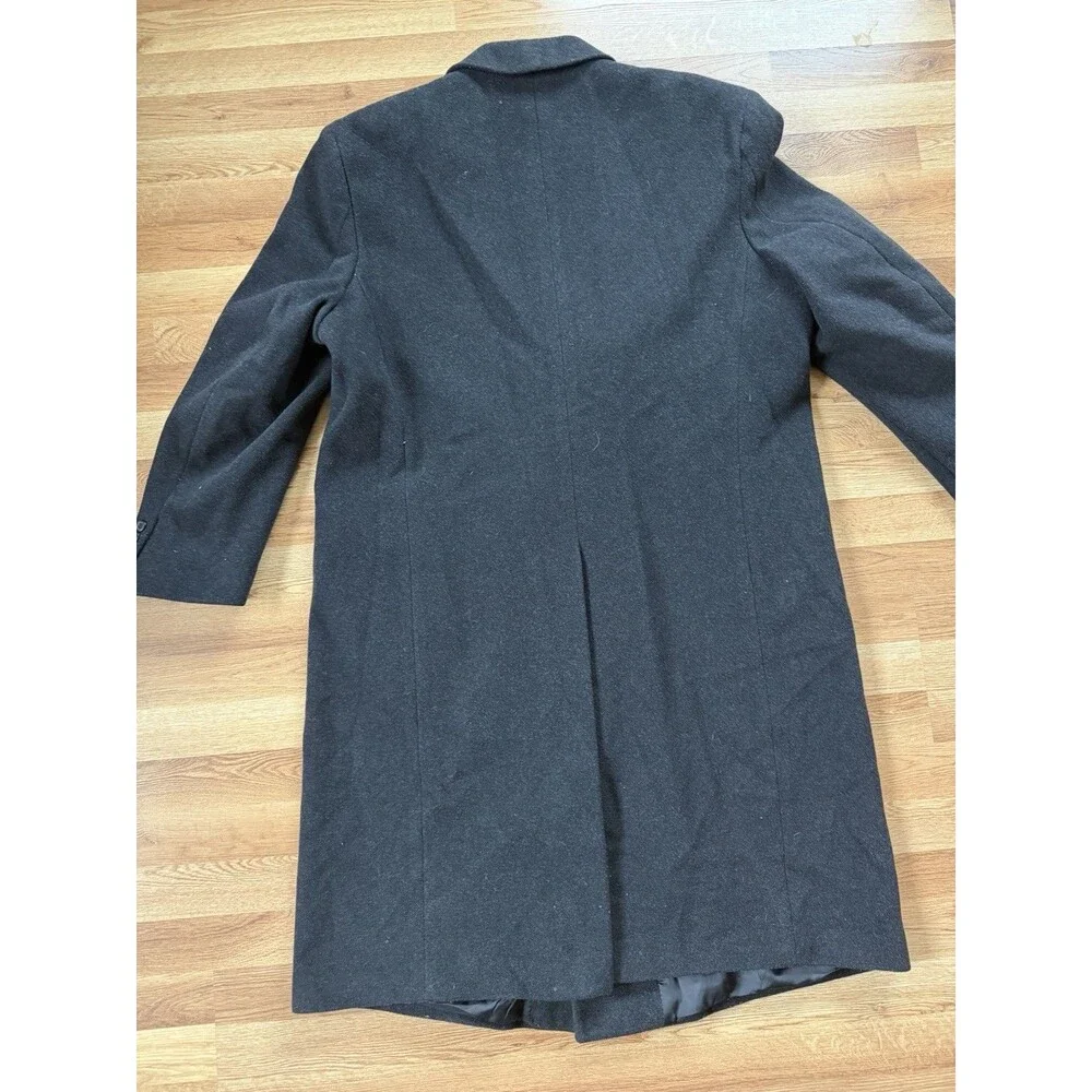 London Fog Men’s Wool Cashmere Blend Black Double Breasted Overcoat 46R